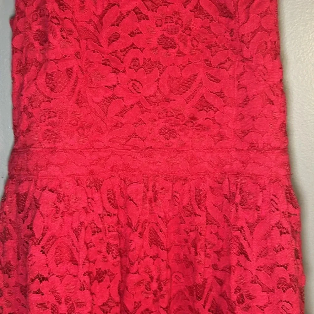 Hollister High-Neck Red Lace Dress, Sz XS, Fully Lined - Picture 4 of 11